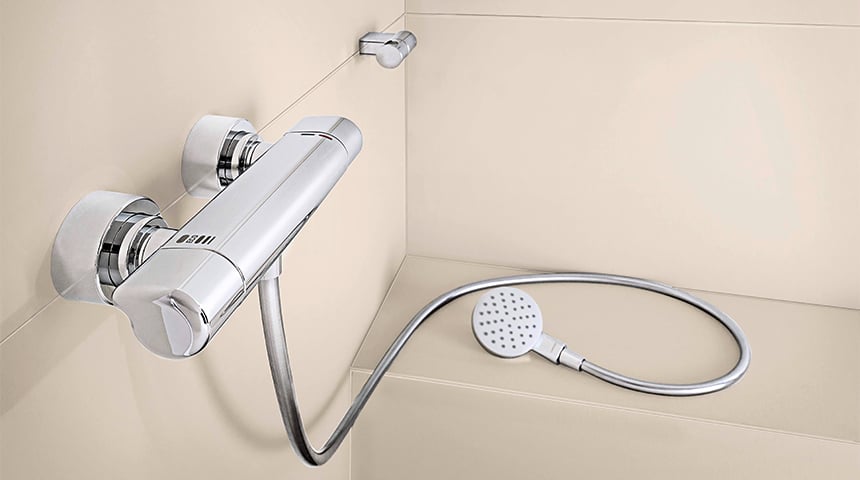 The shower is a common source of injury due to sudden temperature changes and possible hot surfaces. HANSACARE thermostatic shower faucet is a safe choice.