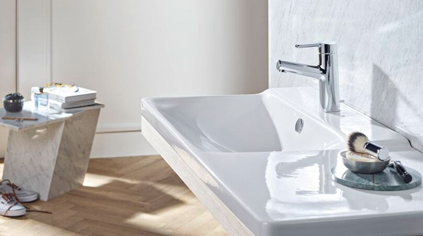 Single-lever faucets require only one installation hole, making them a good fit to majority of sink designs.