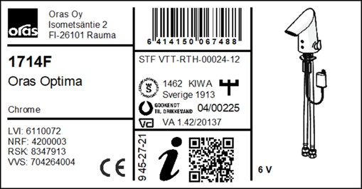 Oras label with QR code for easy MPI access