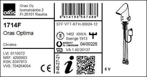 Етикетка Oras із QR-кодом для швидкого доступу до MPI