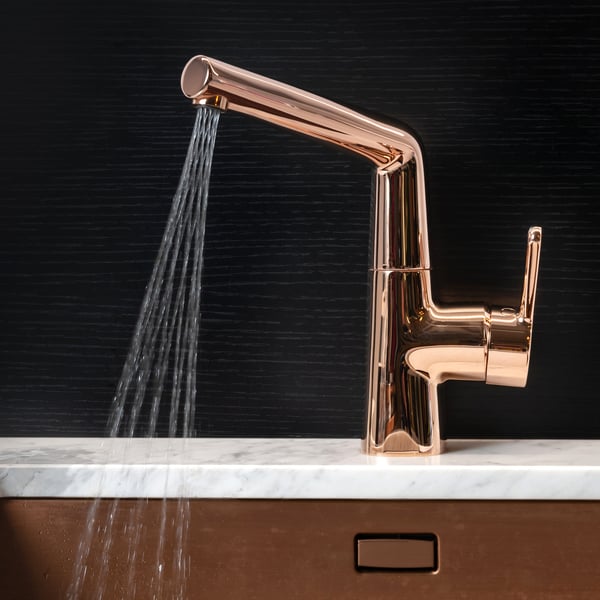 Oras Inspera rose gold bathroom faucet with fascinating Mikado spray