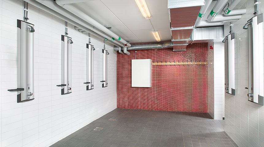Oras duschpaneler i Gerdahallen Träningscenter i Lund