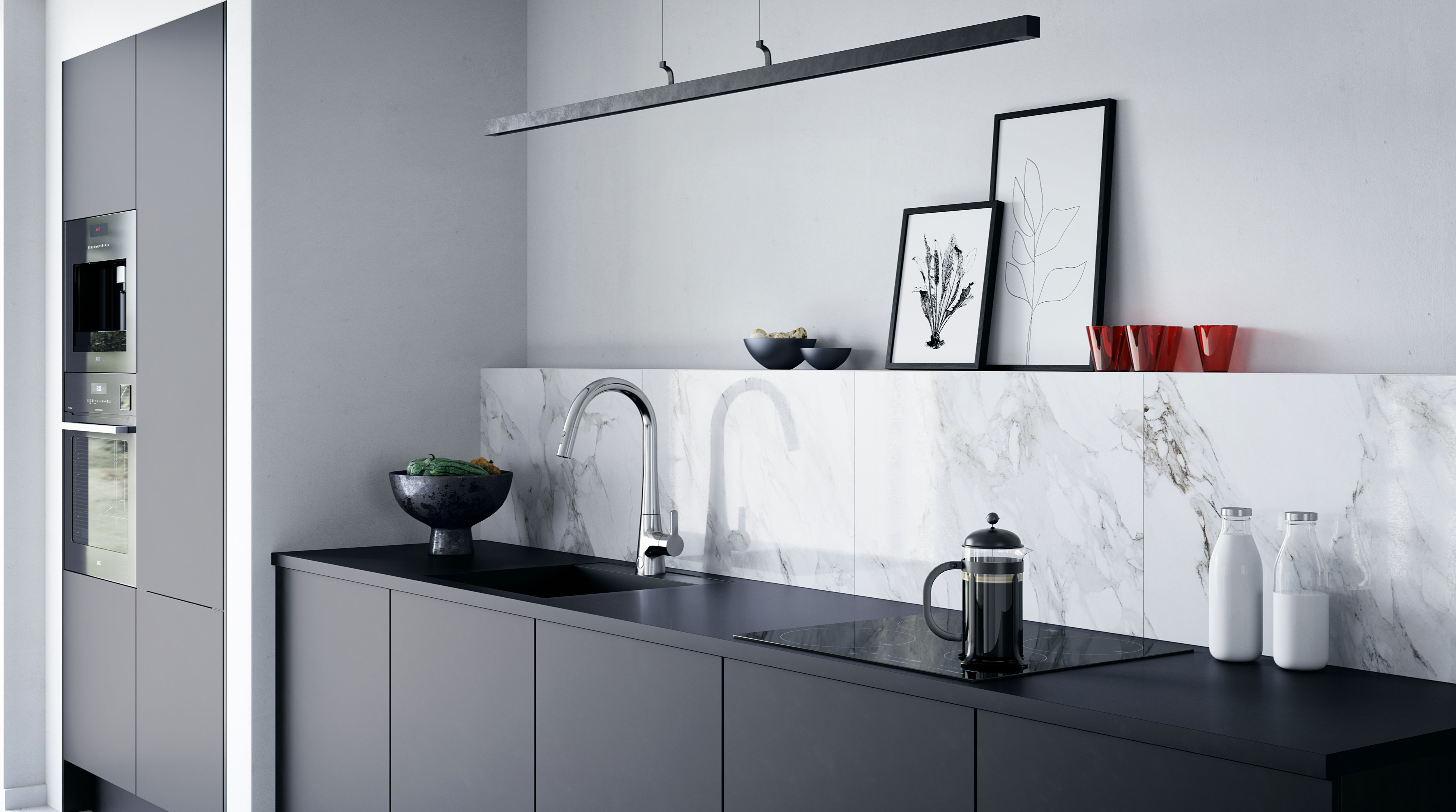 The Oras Inspera kitchen faucet is also available with a handy pull-down spout.