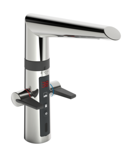 The Oras Optima hybrid faucet enables you to use the faucet both manually and touchless.