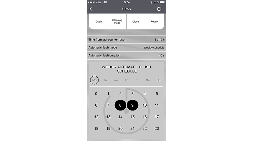 Oras App - schedule automatic flushing 