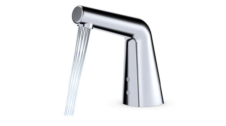 The fascinating Mikado spray, available in selected touchless and Rosegold washbasin faucet.