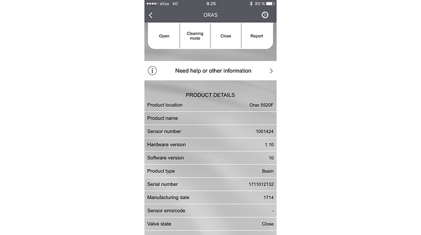 Oras App - see the product details